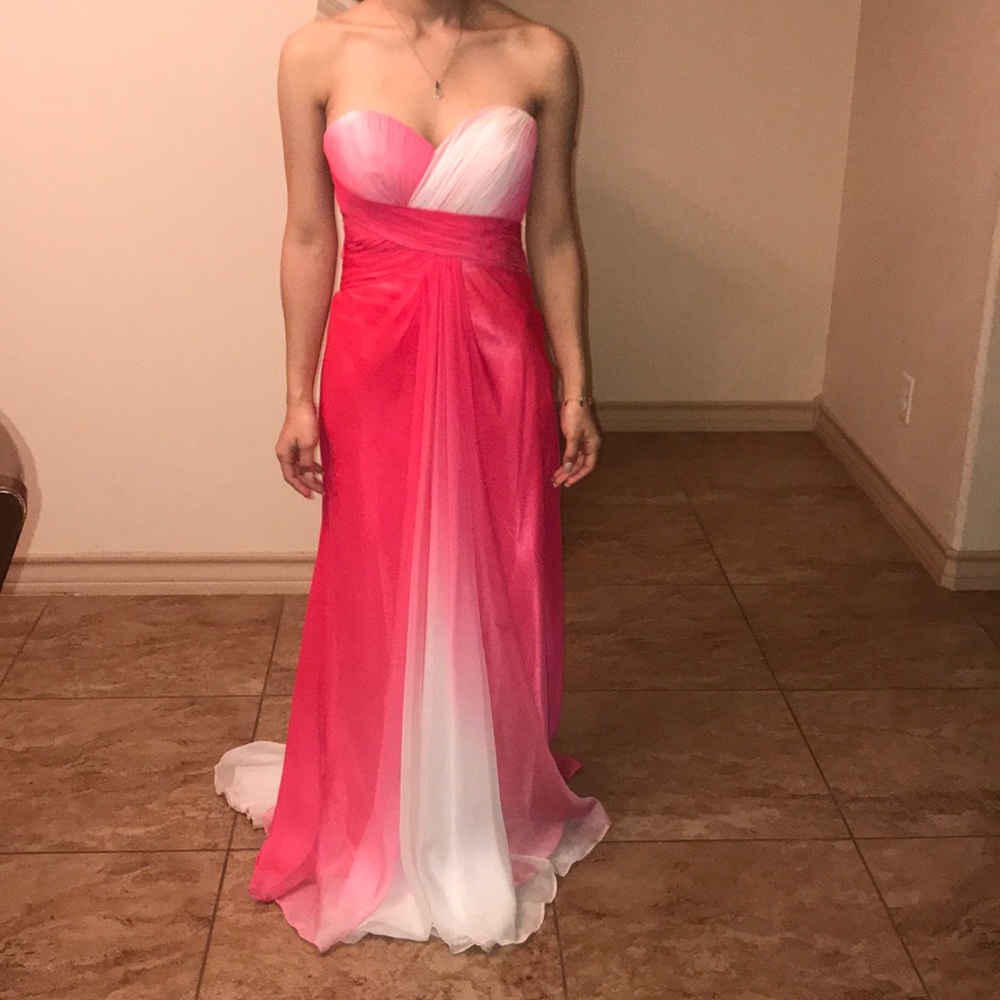 Beautiful coral long prom dress